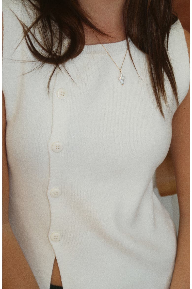Mini Pearl Cross Necklace, Alternate, color, Gold