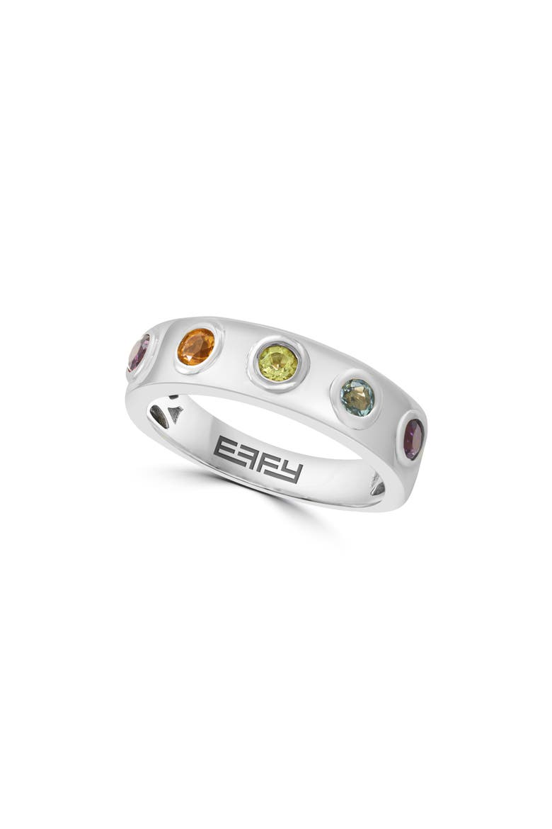 Bezel Set Gemstone Band Ring, Main, color, SILVER