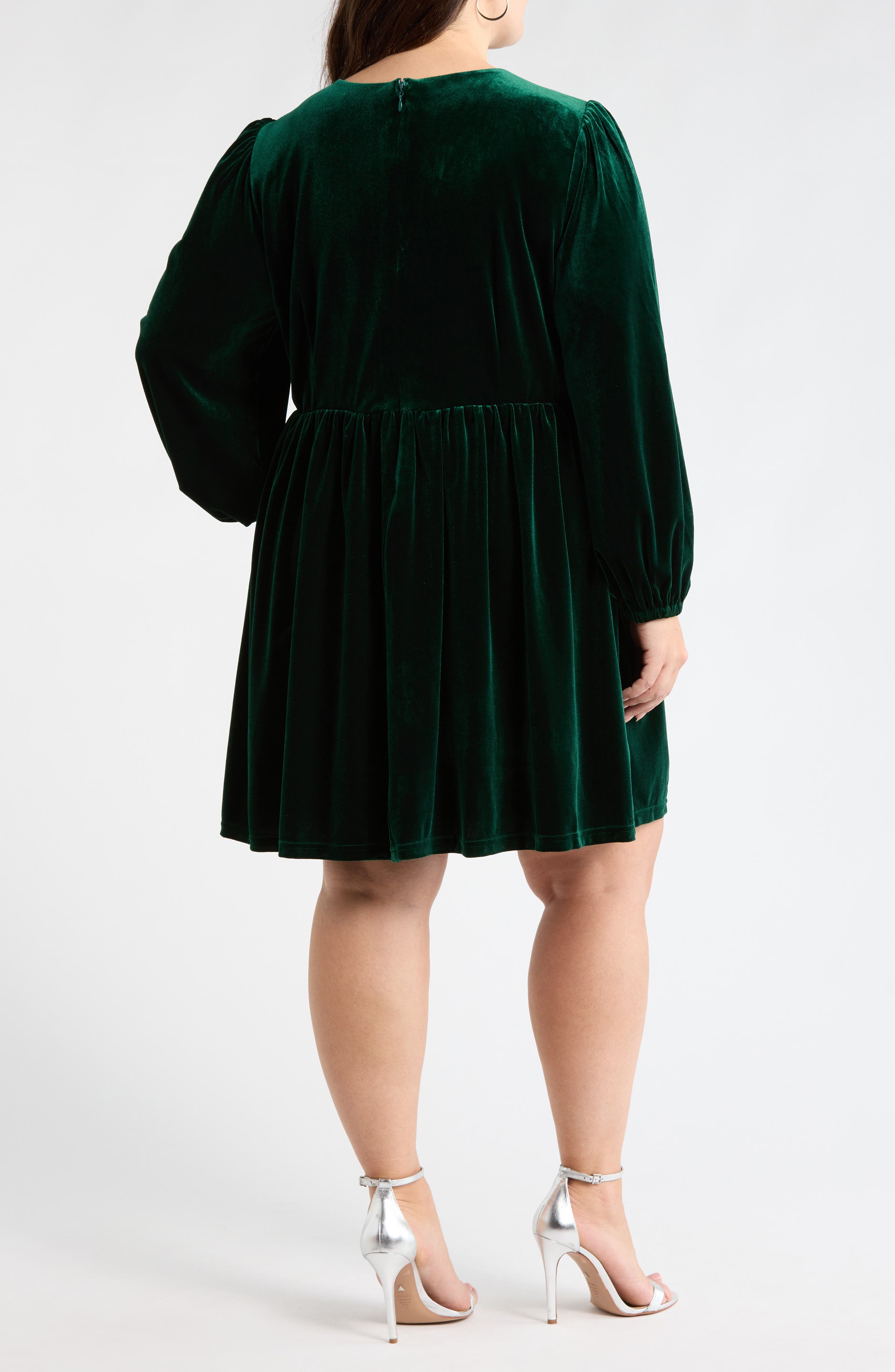 Glow Bow Velvet Long Sleeve Dress - image 4
