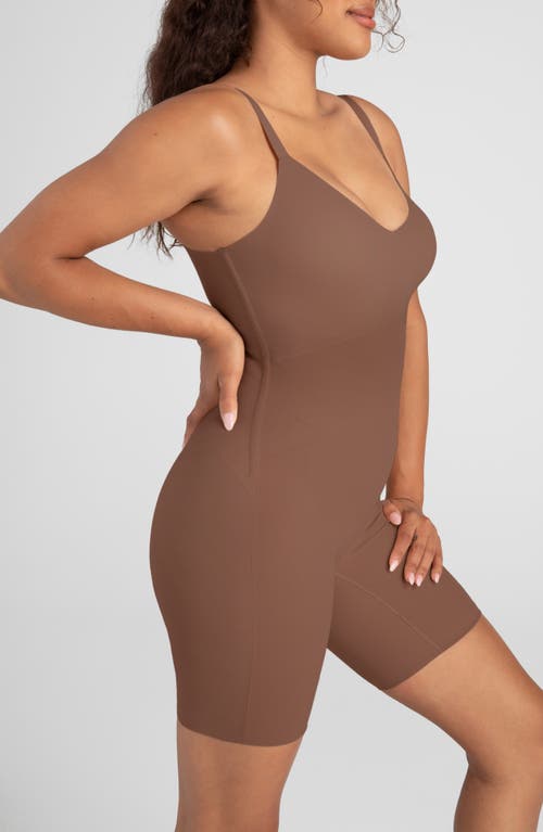 Honeylove Superpower Mid Thigh Bodysuit In Brown