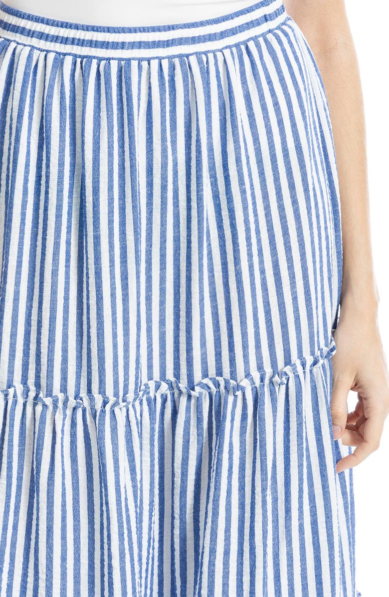MAX STUDIO Stripe Tiered Maxi Skirt, Alternate, color, Blue/ White Stripe