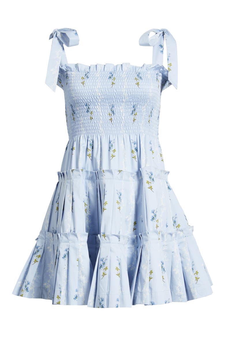 The Ribbon Smocked Pleated Minidres, Alternate, color, BLUEBELL WALTZ
