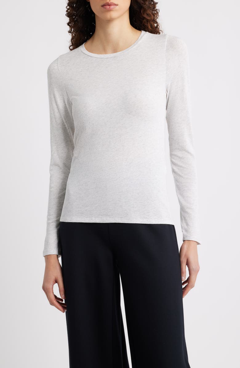 Eileen Fisher Crewneck Long Sleeve Top, Main, color, Nimbus
