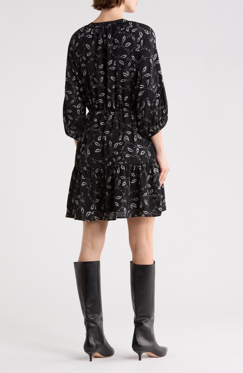 Melrose and Market Puff Sleeve Dress, Alternate, color, Black- Ivory Lace Stems