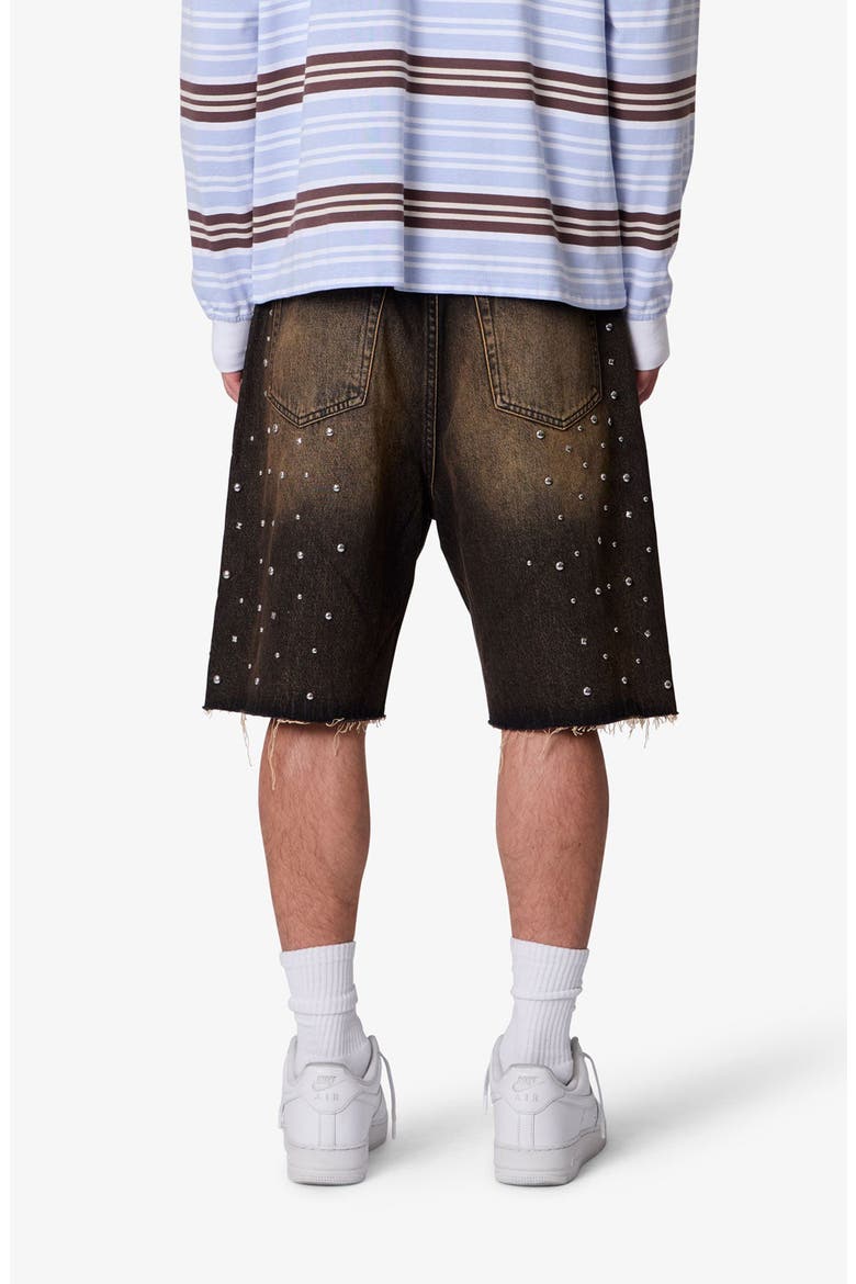 Baggy Studded Denim Shorts, Alternate, color, BLACK