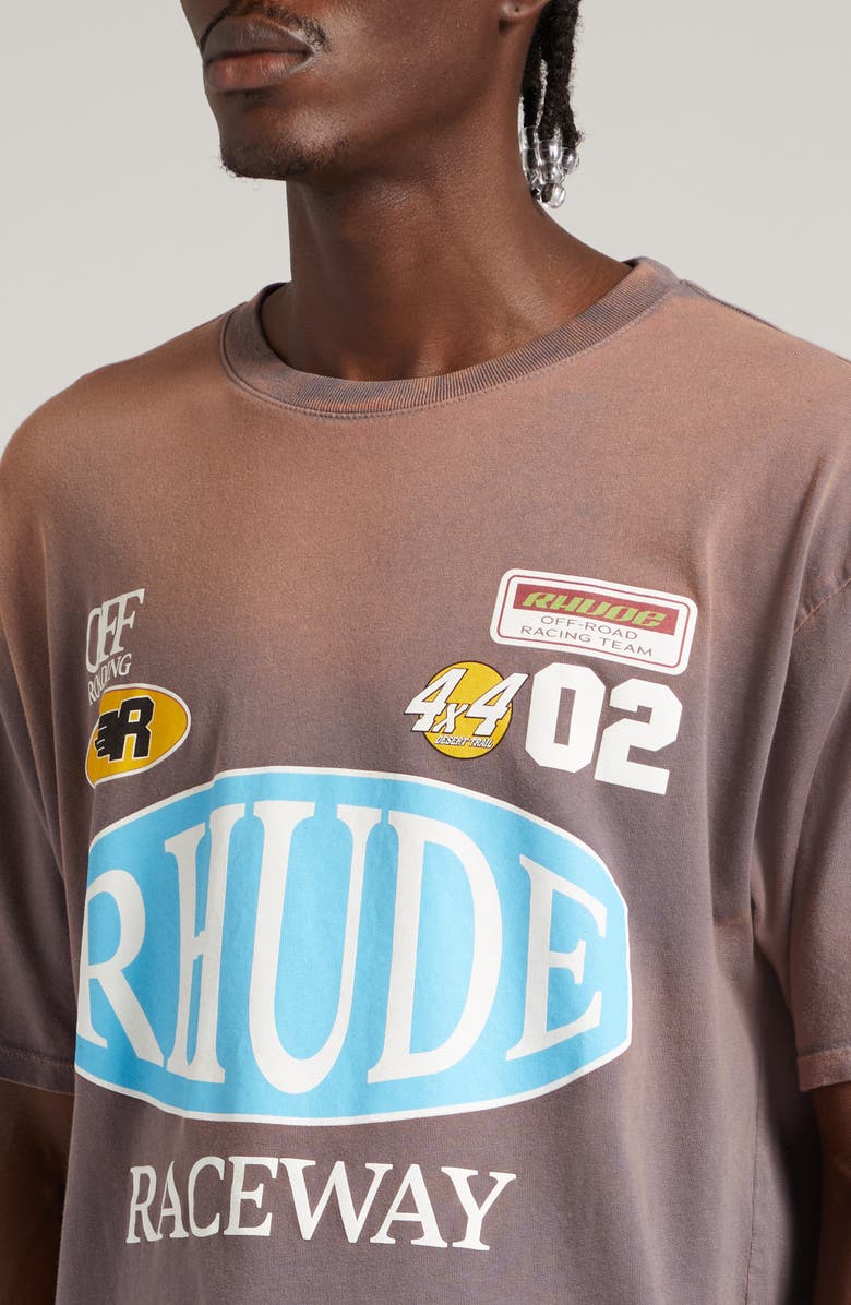 Rhude Raceway Cotton Graphic T-Shirt, Alternate, color, 
