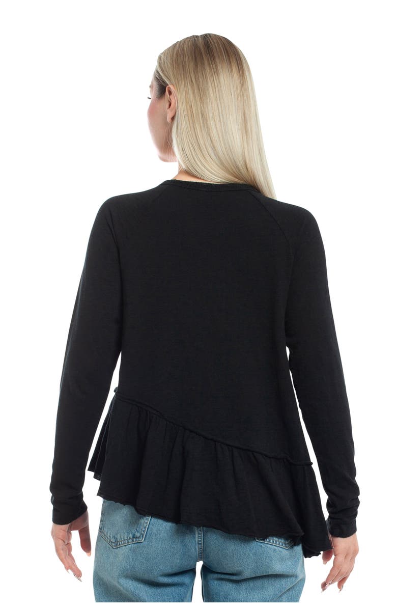 WILT Clothing Raglan Long Sleeve Asymmetric Peplum Hem Tee, Alternate, color, Black