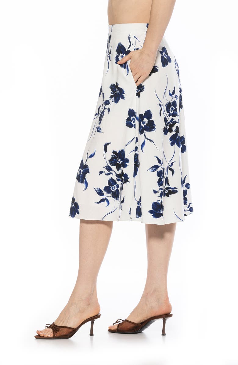 Alexia Admor Mabel Floral Midi Skirt, Alternate, color, Ivory Floral