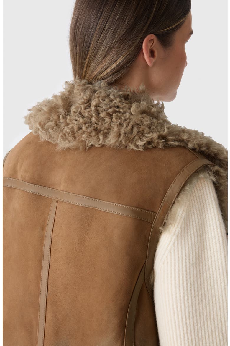Kasia Reversible Genuine Shearling Vest, Alternate, color, OTTER