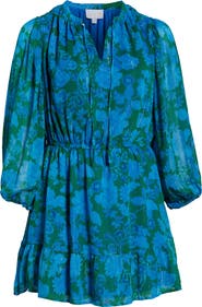 SUGARLIPS Amren Floral Long Sleeve Metallic Georgette Minidress