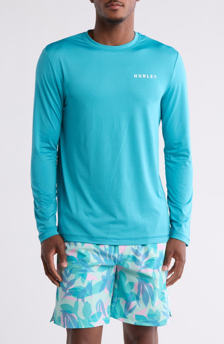 Hurley Sunset Palm UPF 50+ Rashguard Top, Main, color, Seadoo