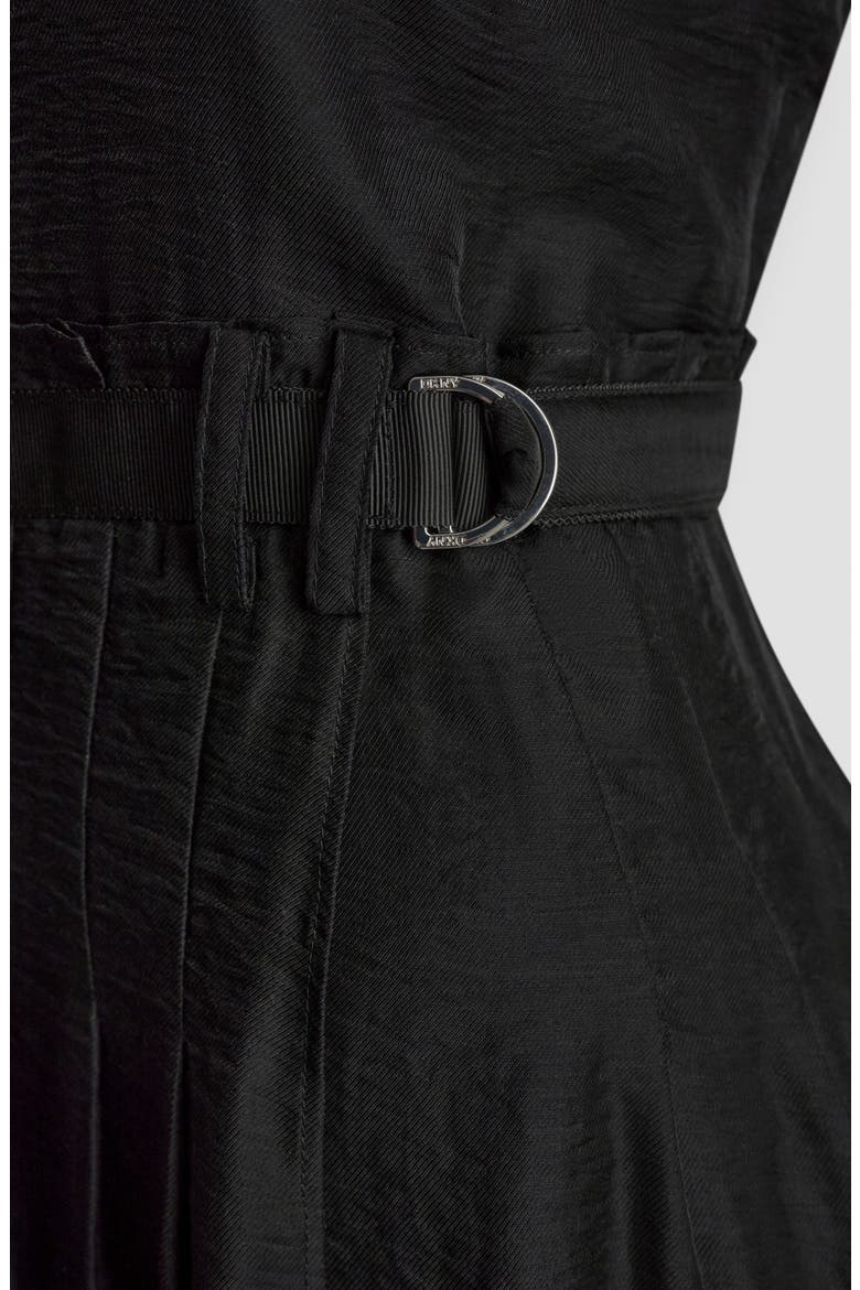 Belted Pleated Midi Dress, Alternate, color, NAVY