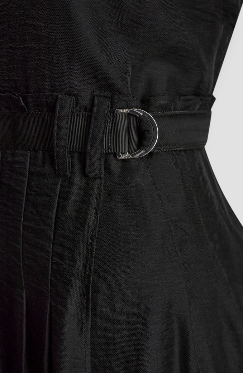 DKNY Belted Pleated Midi Dress, Alternate, color, Navy