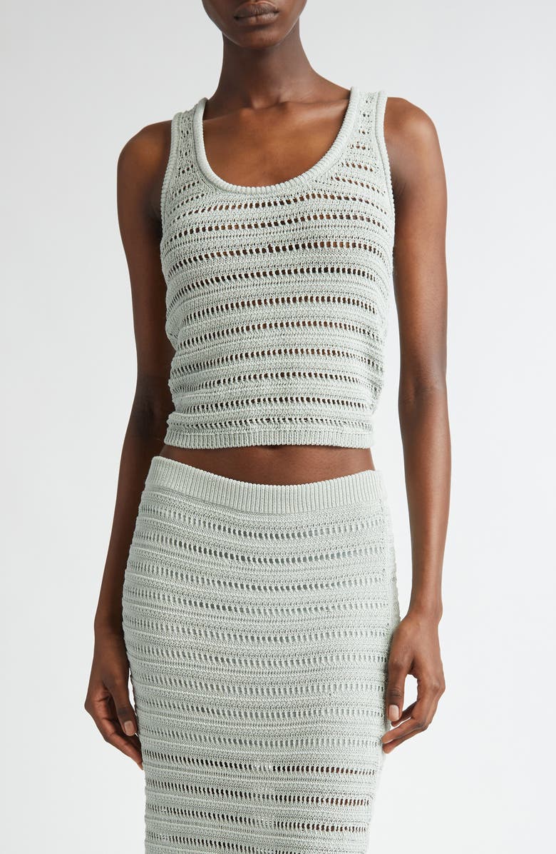 A.L.C. Kira Open Stitch Cotton Blend Sweater Tank, Main, color, Cascade