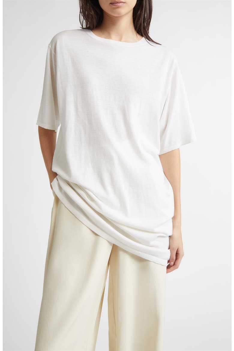 Longline Wool Blend Knit T-Shirt, Main, color, WHITE