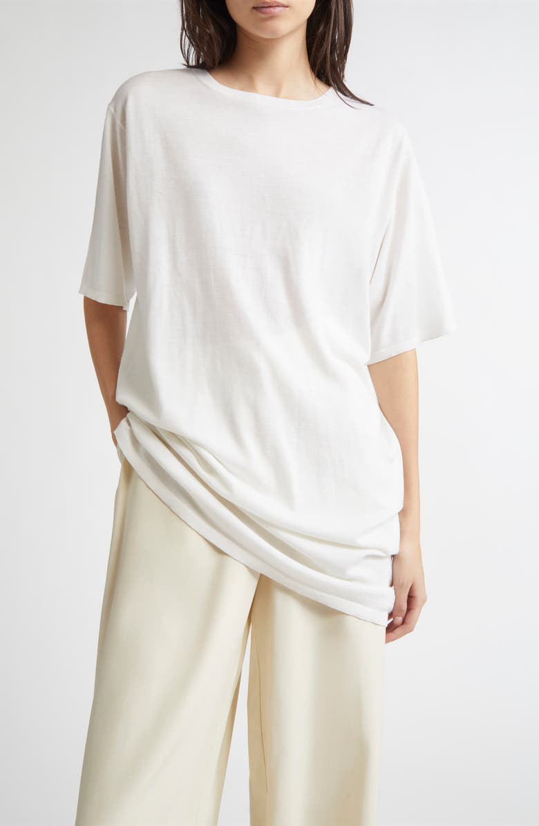 TOTEME Longline Wool Blend Knit T-Shirt, Main, color, White
