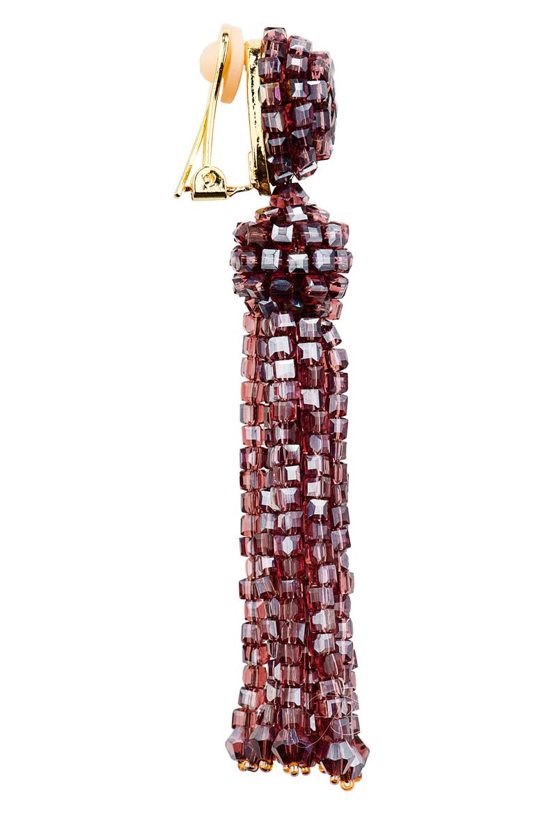 Beaded Tassel Drop Earrings, Alternate, color, WINE