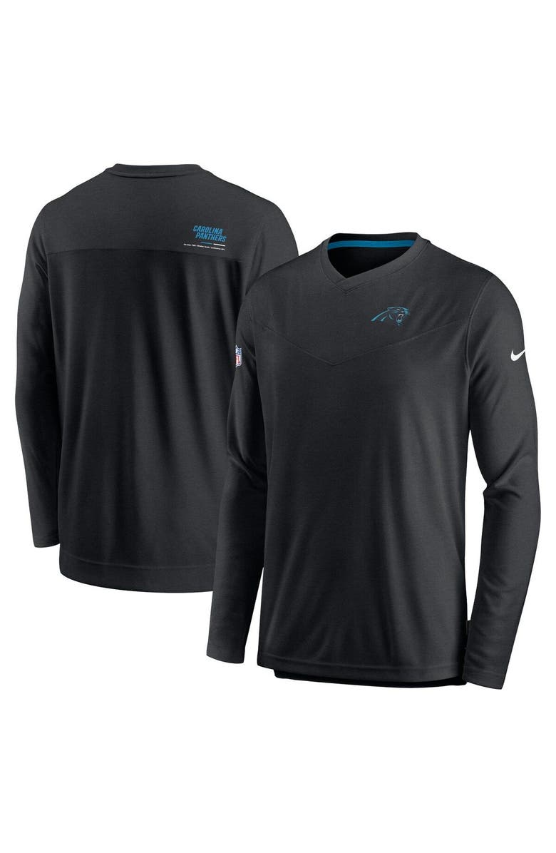 Nike Men's Nike Black Carolina Panthers Sideline Coach Chevron Lock Up Long Sleeve V-Neck Performance T-Shirt, Main, color, Black