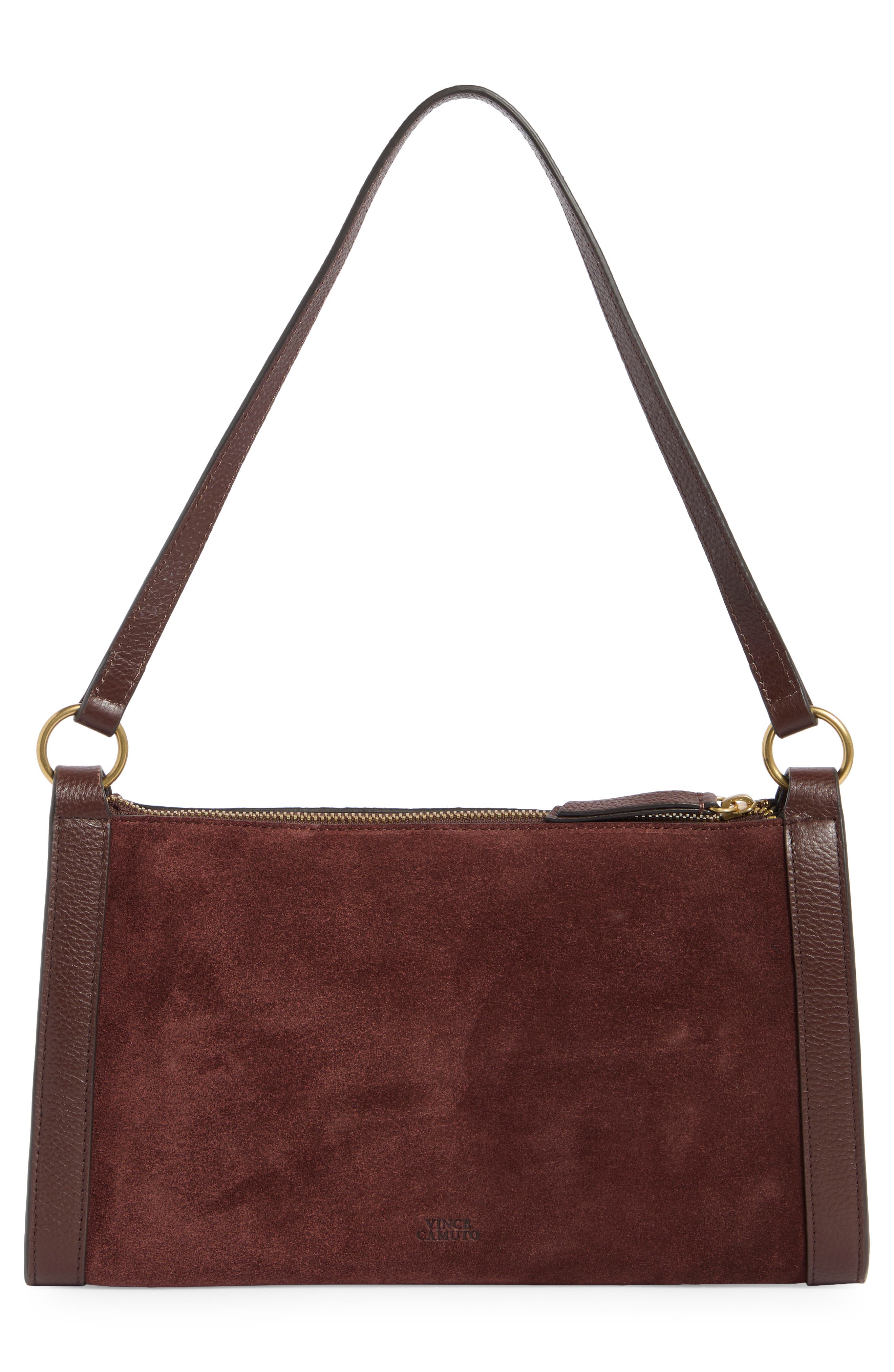 Vince Camuto Lisha Studded Leather Shoulder Bag, Alternate, color, 