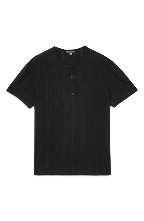 John Varvatos Ciel Variegated Rib Henley In Black