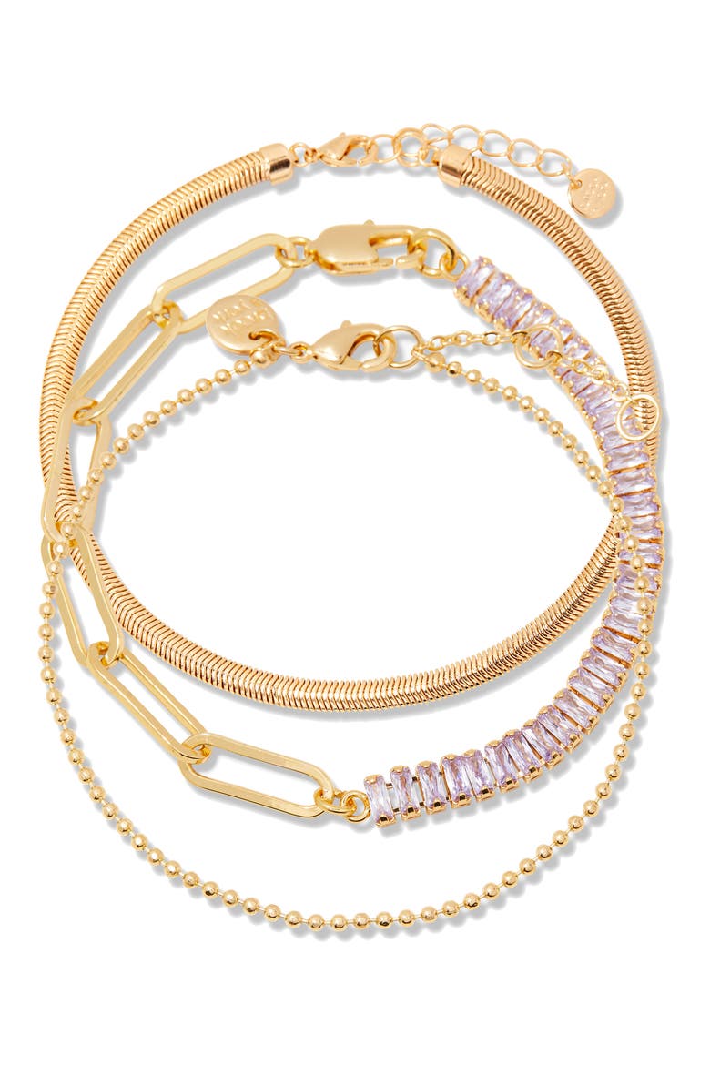 Priya Birthstone Tennis Bracelet Set, Main, color, GOLD JUNE