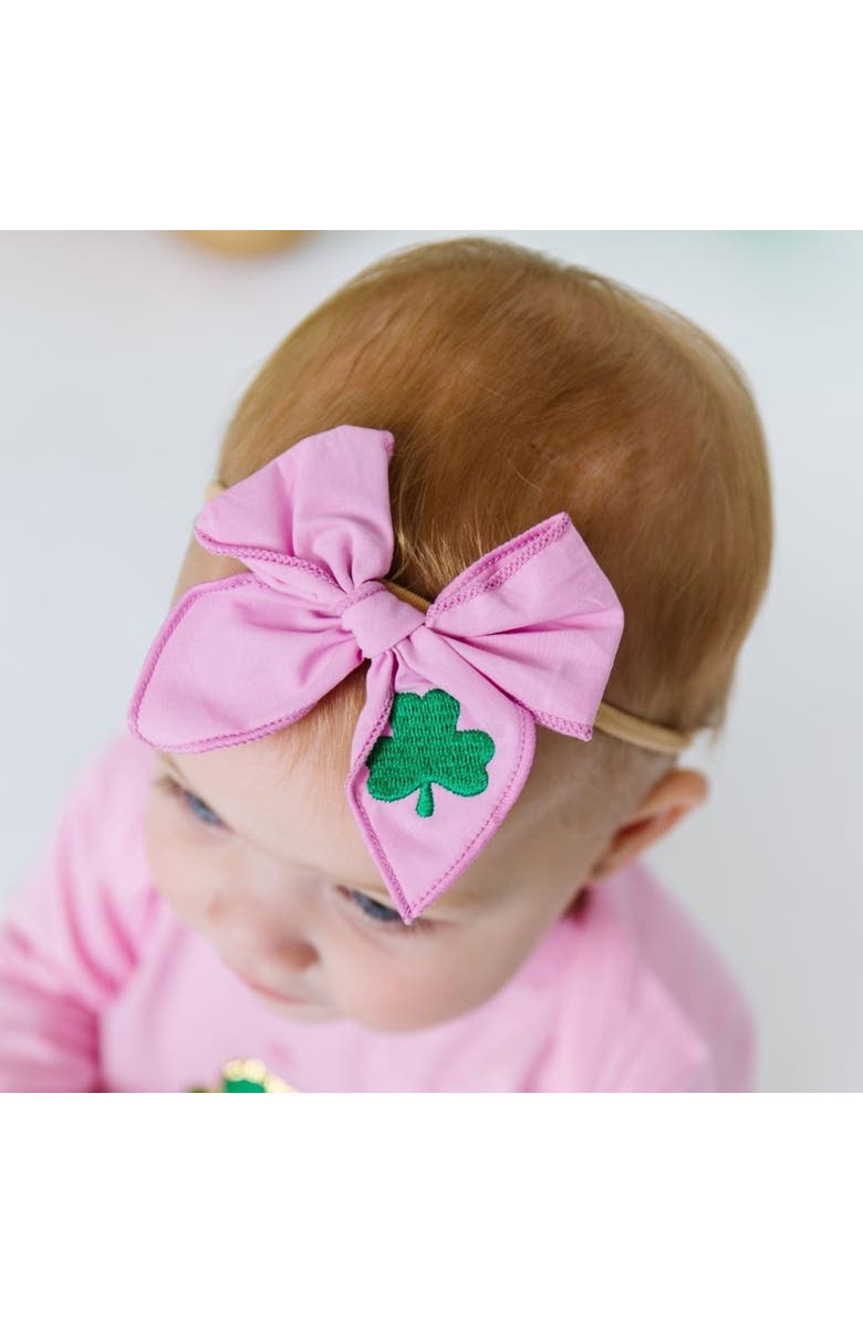Sweet Wink Shamrock St. Patrick's Day Bow Baby Headband, Alternate, color, Bubblegum Pink