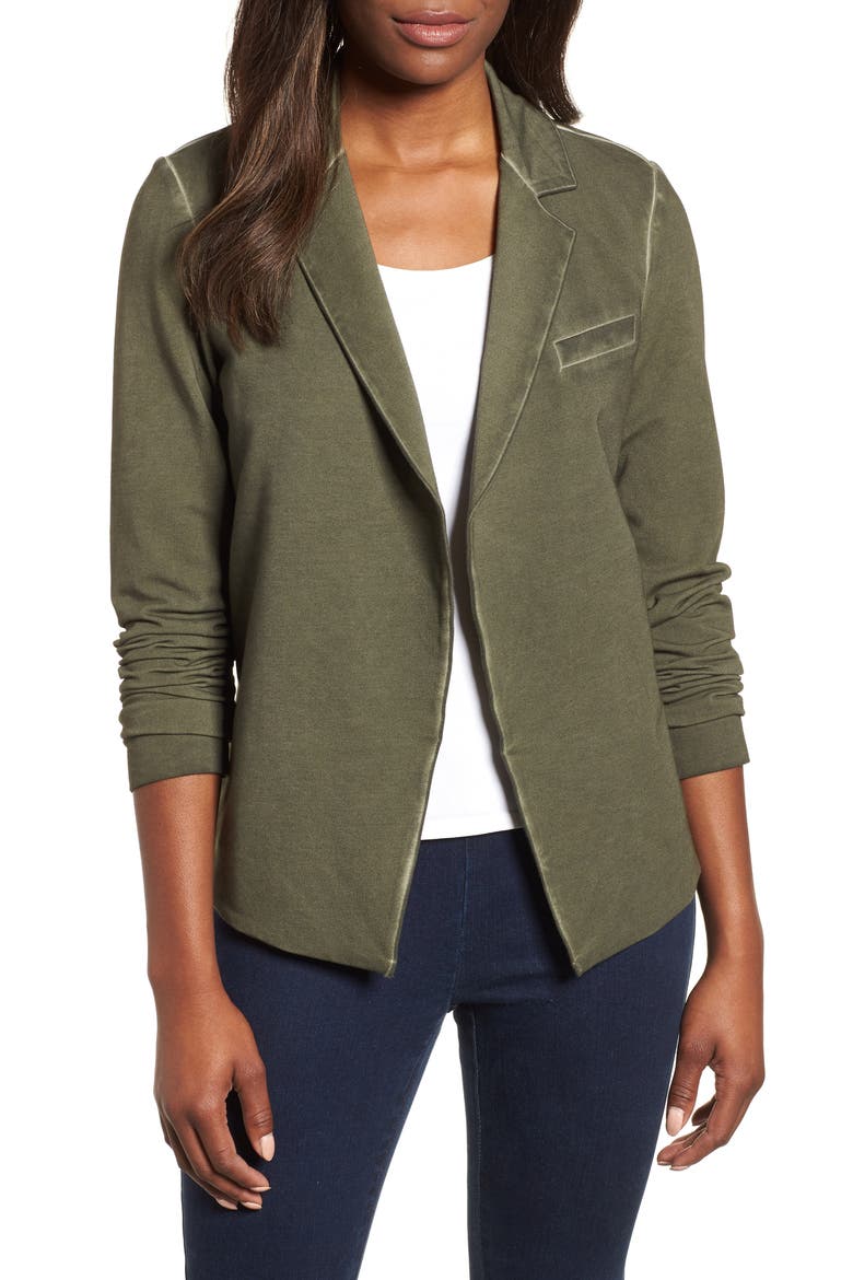 Stretch Cotton Blazer, Main, color, MOSS