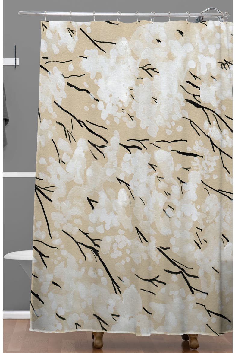 Blossom Shower Curtain, Alternate, color, BROWN/ WHITE