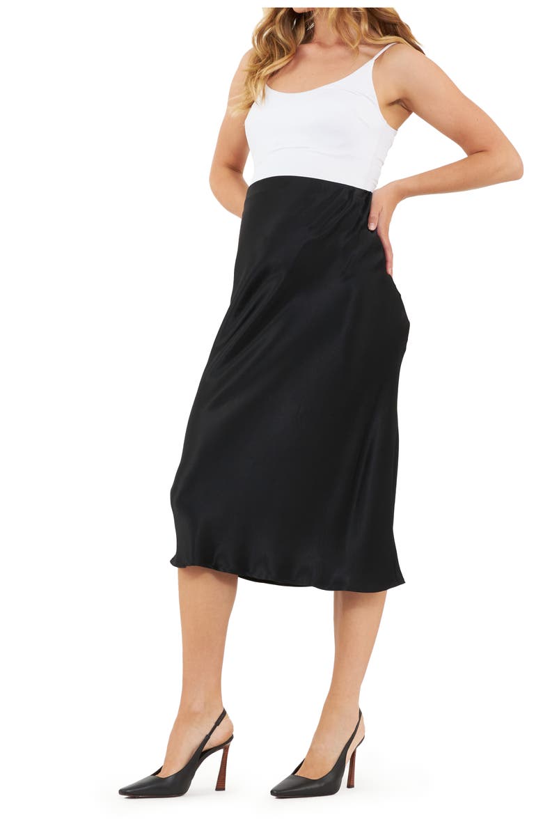 Ripe Maternity Crystal Satin Skirt, Alternate, color, Black