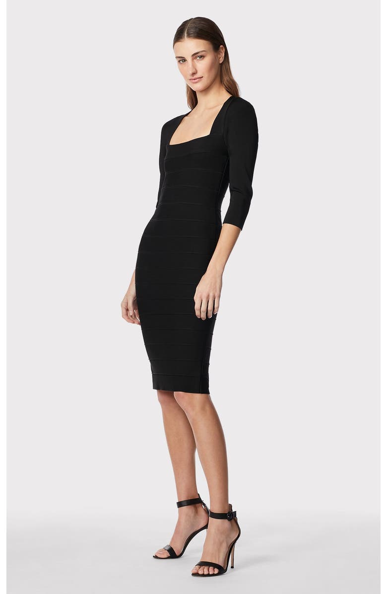 Herve Leger Square Neck Icon Dress, Alternate, color, Black