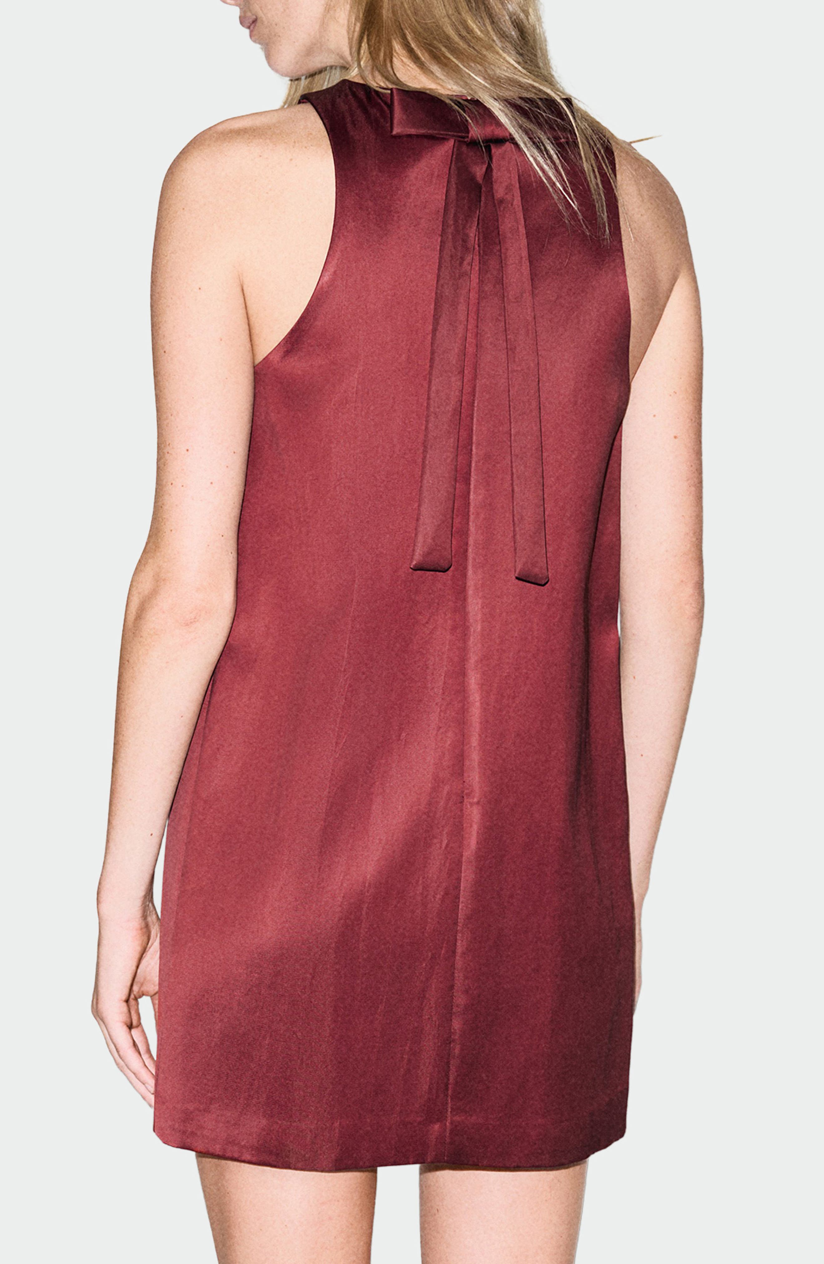 Bow Back Sleeveless Satin Shift Dress - image 2