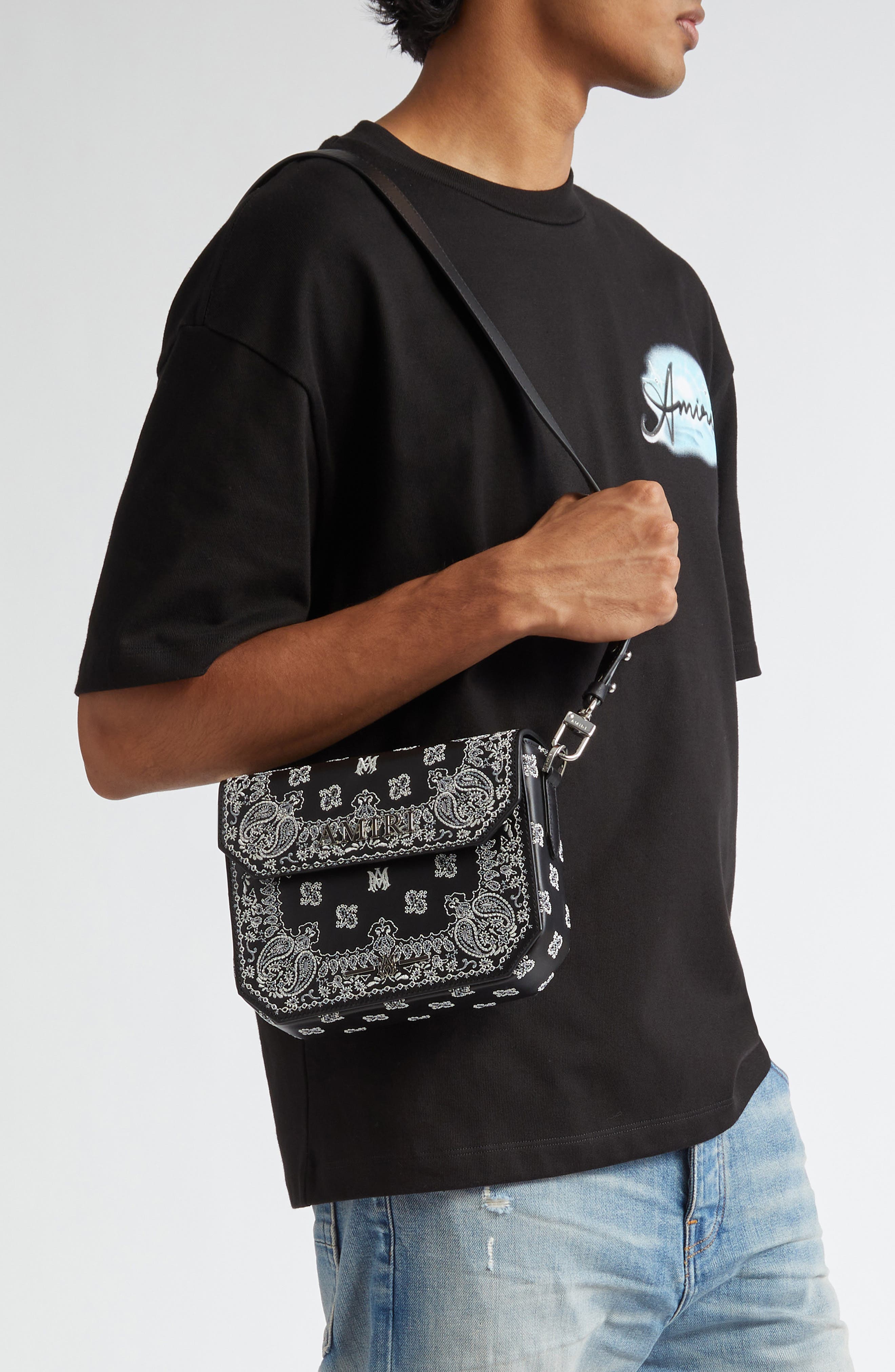 AMIRI Monogram Paisley Leather Crossbody Bag, Alternate, color, 