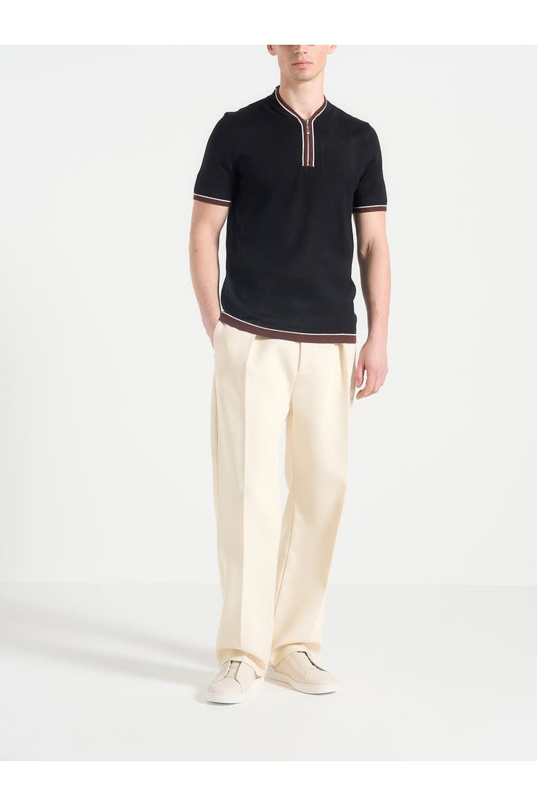 Clement Crew Neck Zip Polo Shirt, Alternate, color, Black