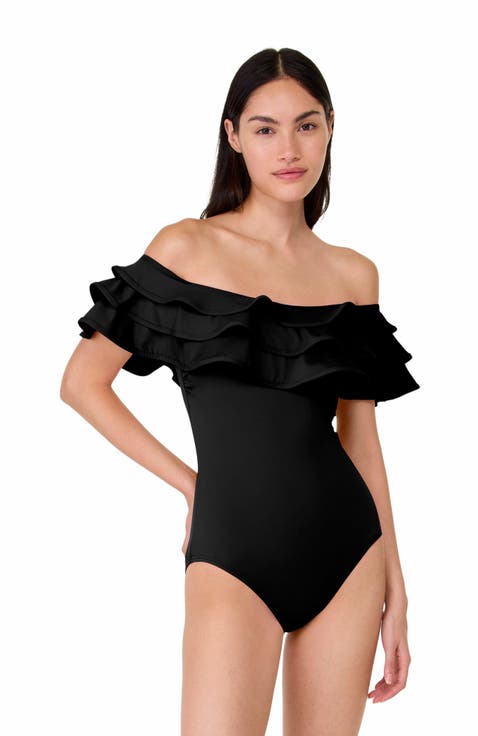 Ruffle One Piece Swimsuit- Solids