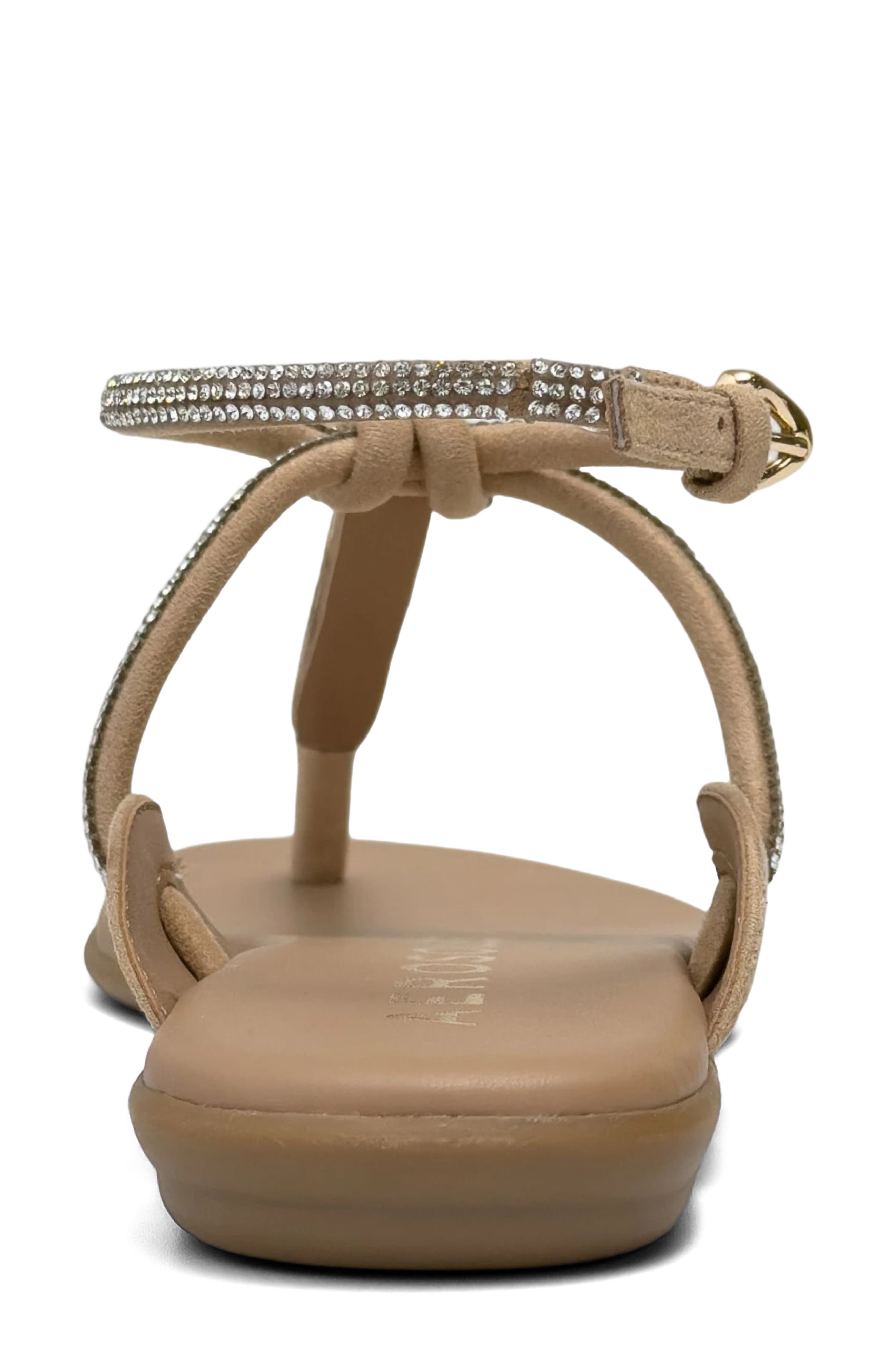 Aerosoles Gioiosa Ankle Strap Sandal, Alternate, color, Beige Bisque Fx Suede/ Crystal