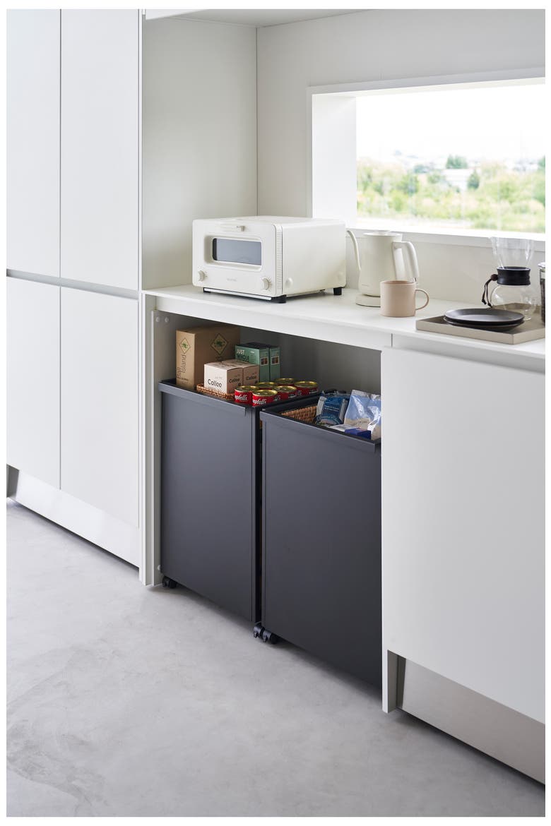 Two Tier Hideaway Storage Cart, Alternate, color, BLACK