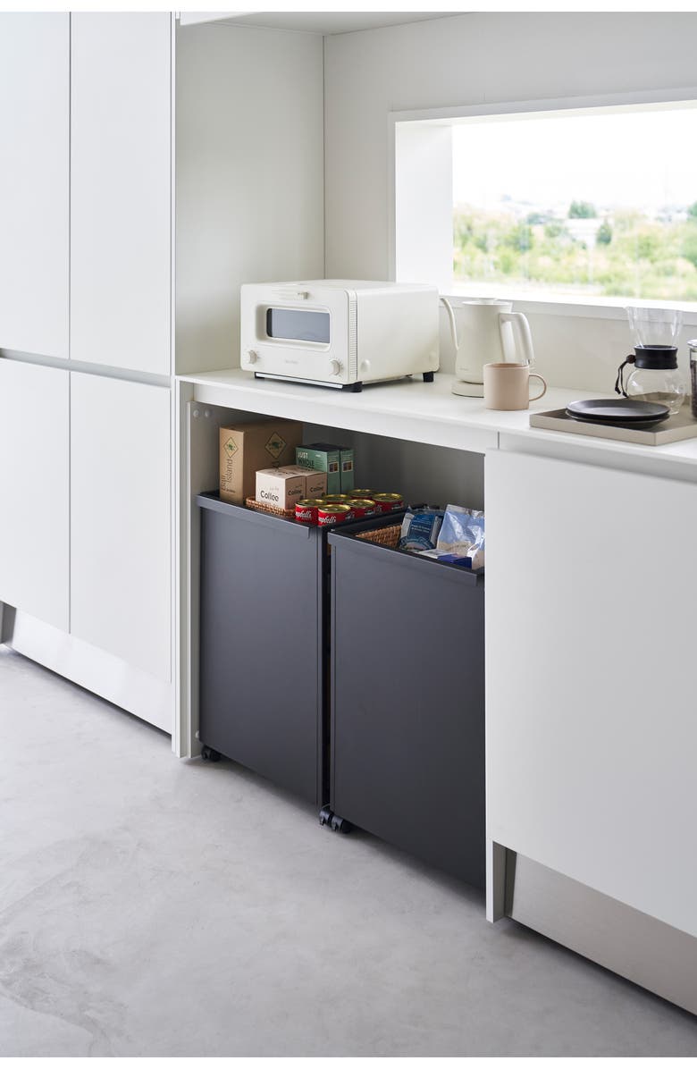 Yamazaki Two Tier Hideaway Storage Cart, Alternate, color, Black