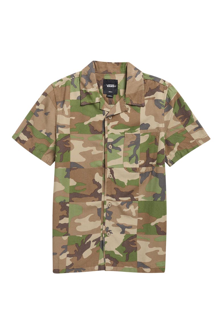 Kids' Checkerboard Camo Camp Shirt, Main, color, ALUMINUM CAMO