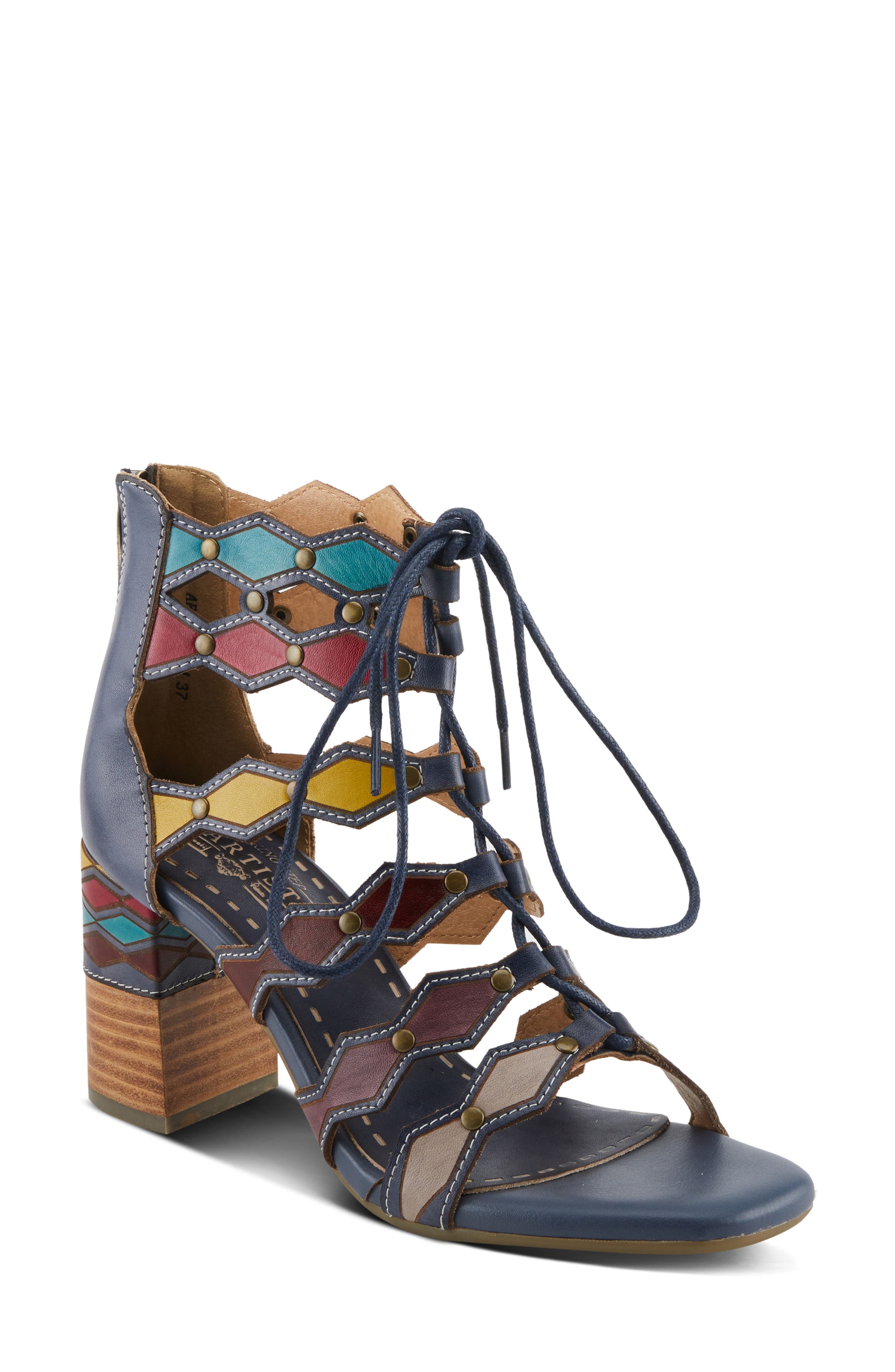 L'Artiste by Spring Step Artdeco Strappy Sandal, Main, color, Navy Multi