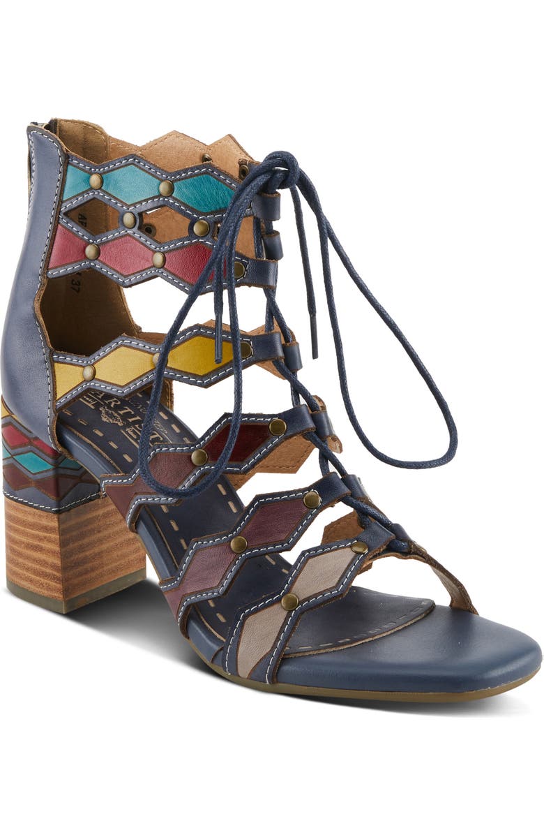 L'Artiste by Spring Step Artdeco Strappy Sandal, Main, color, Navy Multi