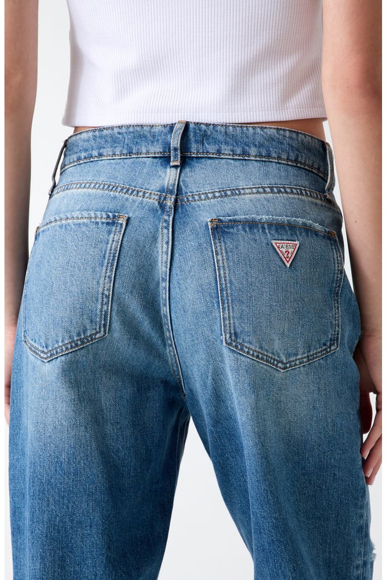 High Waist Ripped Straight Leg Jeans, Alternate, color, BLUE