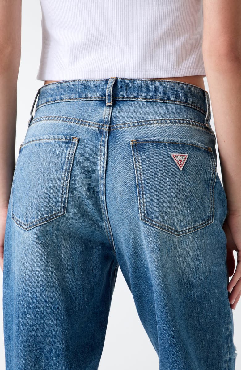 GUESS High Waist Ripped Straight Leg Jeans, Alternate, color, 
