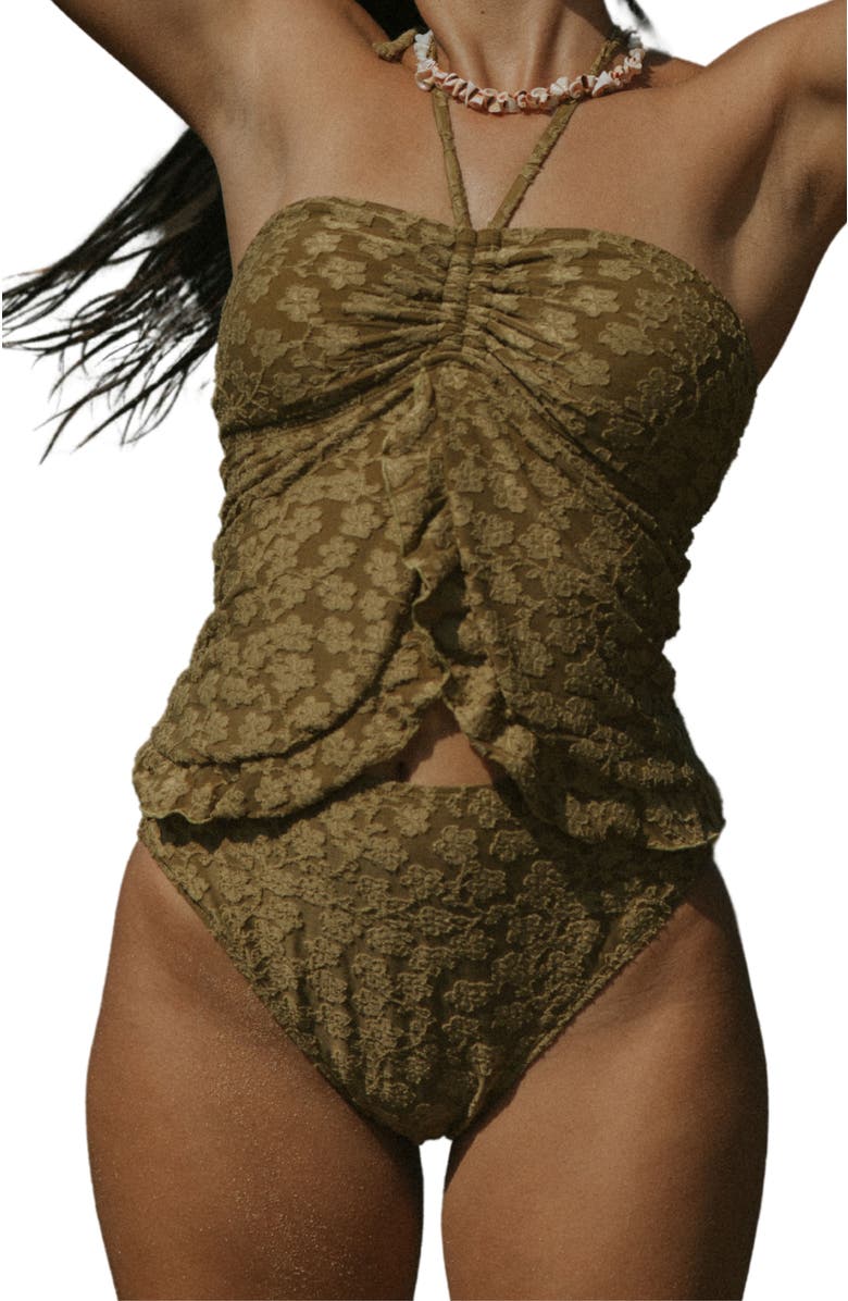 Geode Swimwear Ivy High Waisted Bottoms, Main, color, Olive Floral