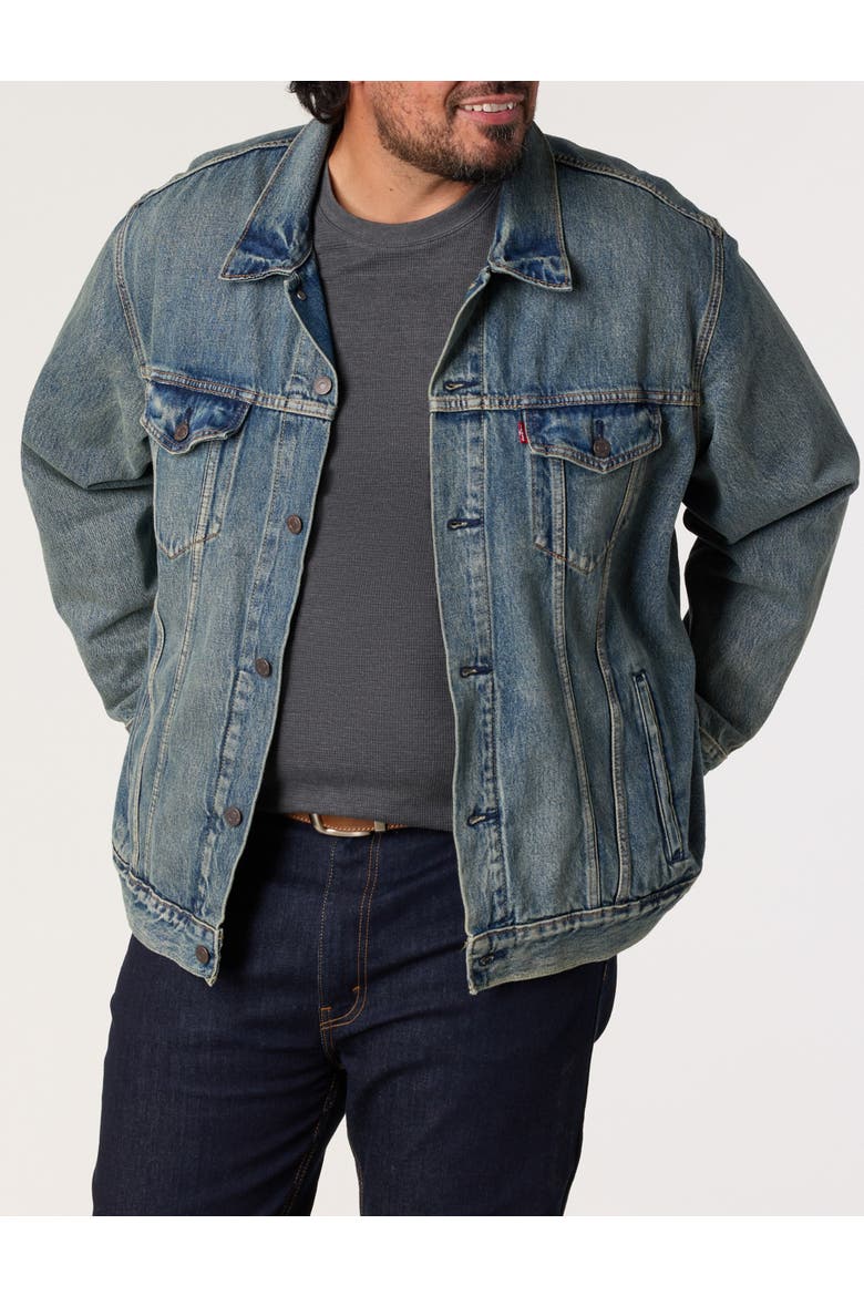 Big & Tall  Dirty Wash Trucker Jacket, Main, color, TIME WELL SPENT