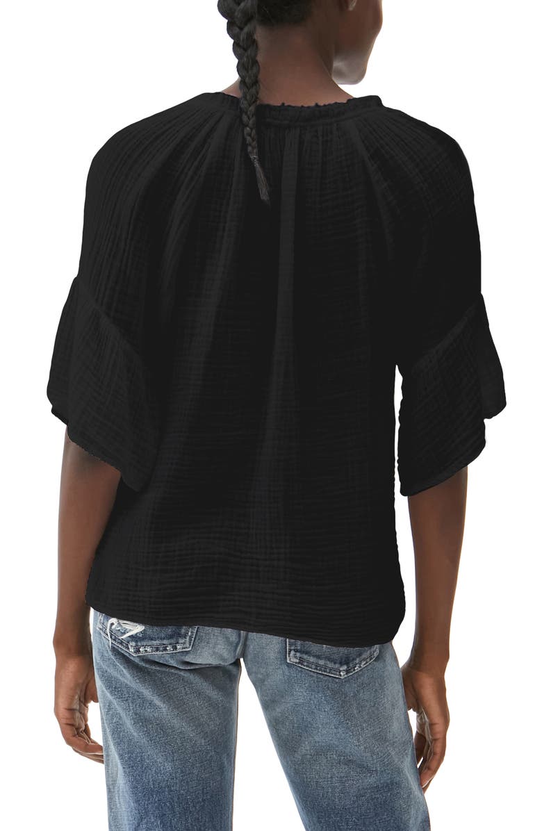 Michael Stars Savannah Flutter Sleeve Cotton Gauze Top, Alternate, color, 