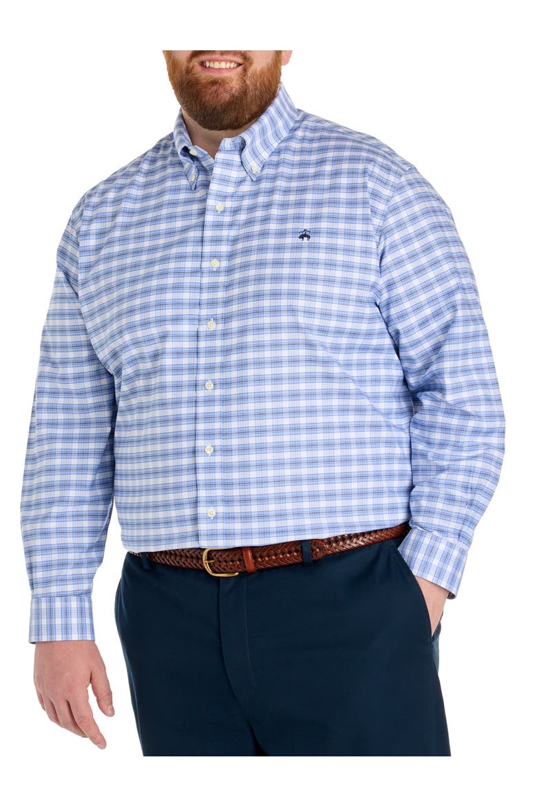 Big & Tall Non-Iron Check Sport Shirt V2, Alternate, color, BLUE GRAY WHITE