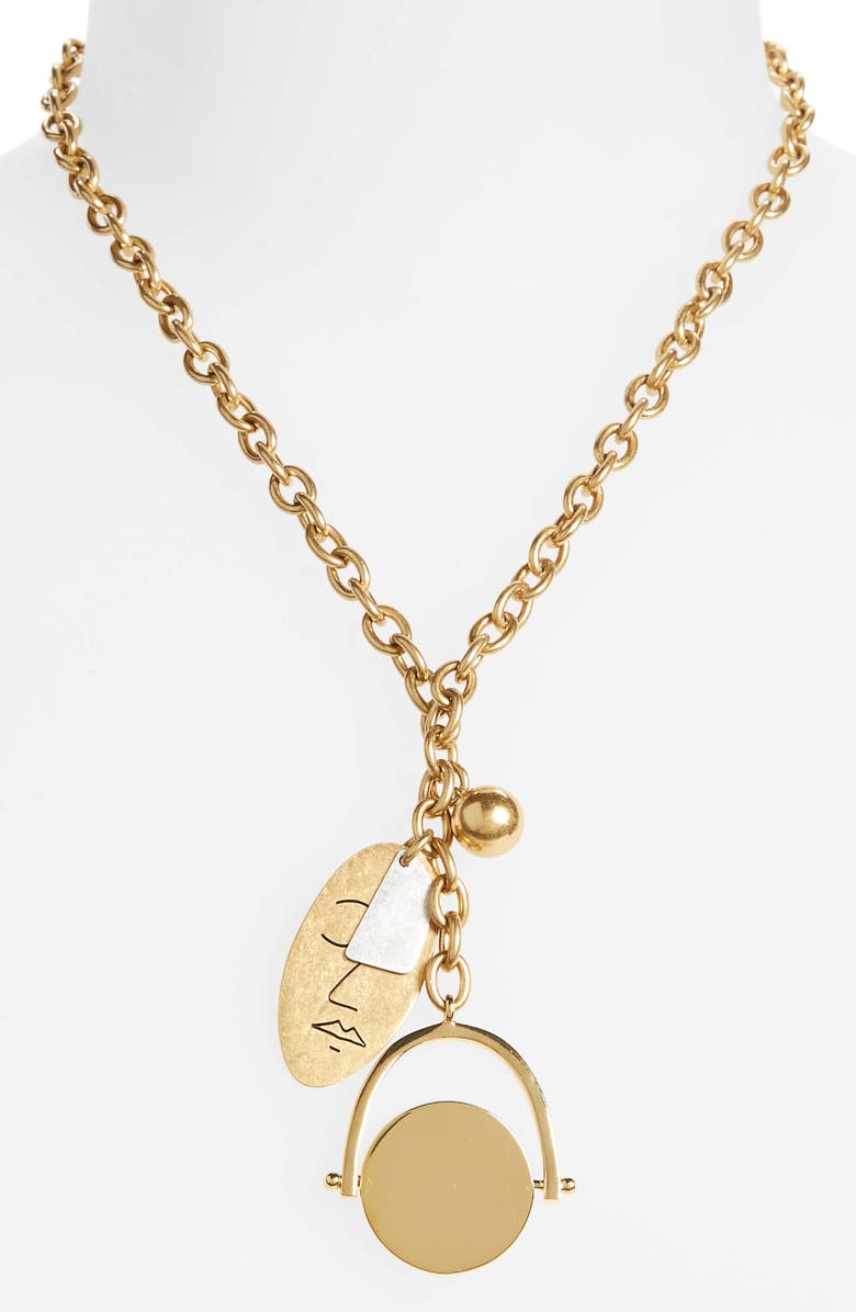 Madewell Face It Charm Lariat Necklace, Main, color, 