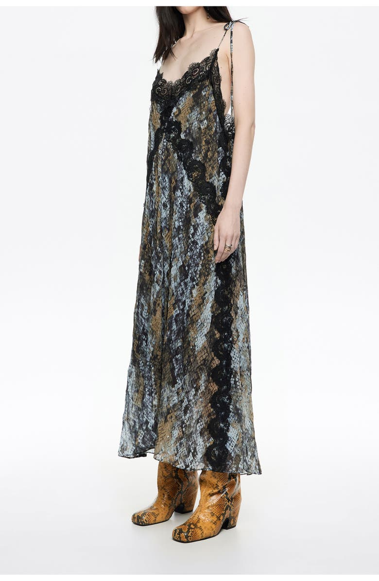 Bimba y Lola Fluid Lace Dress, Main, color, Snake Khaki