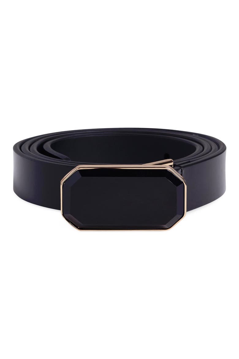 Cocktail Leather Skinny Belt, Alternate, color, BLACK/ ANTIQUE BRASS