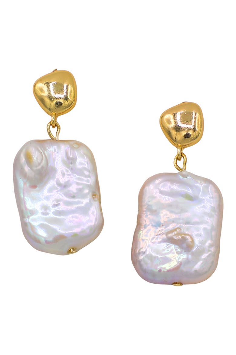 Power Pearl Drop Earrings, Main, color, GOLD / WHITE